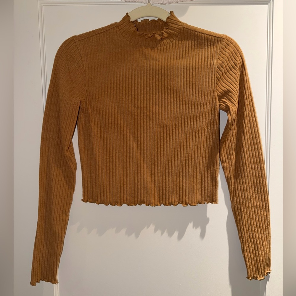 BP Ribbed Cropped Mock Neck Sweater - Size XS